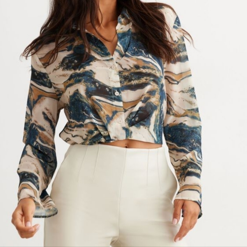 Dynamite Long Sleeve Twist Front Blouse - Picture 2 of 9